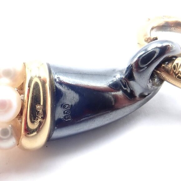 Panthere de Cartier Panther 18k Yellow Gold & Silverium Pearl Emerald Bracelet - Picture 8 of 14